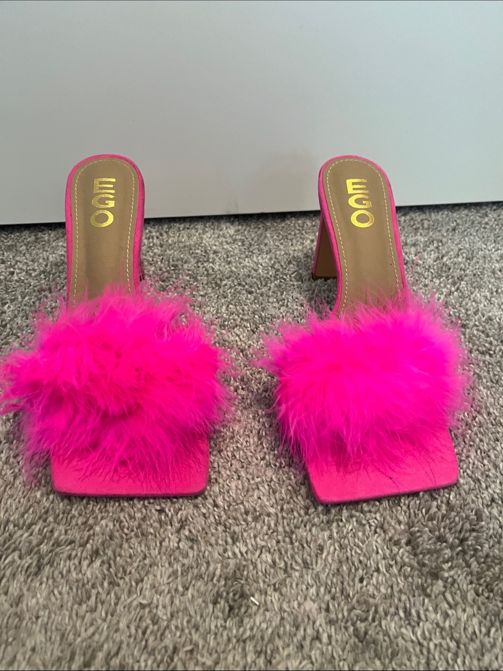 EGO Hot Pink Feather Mules